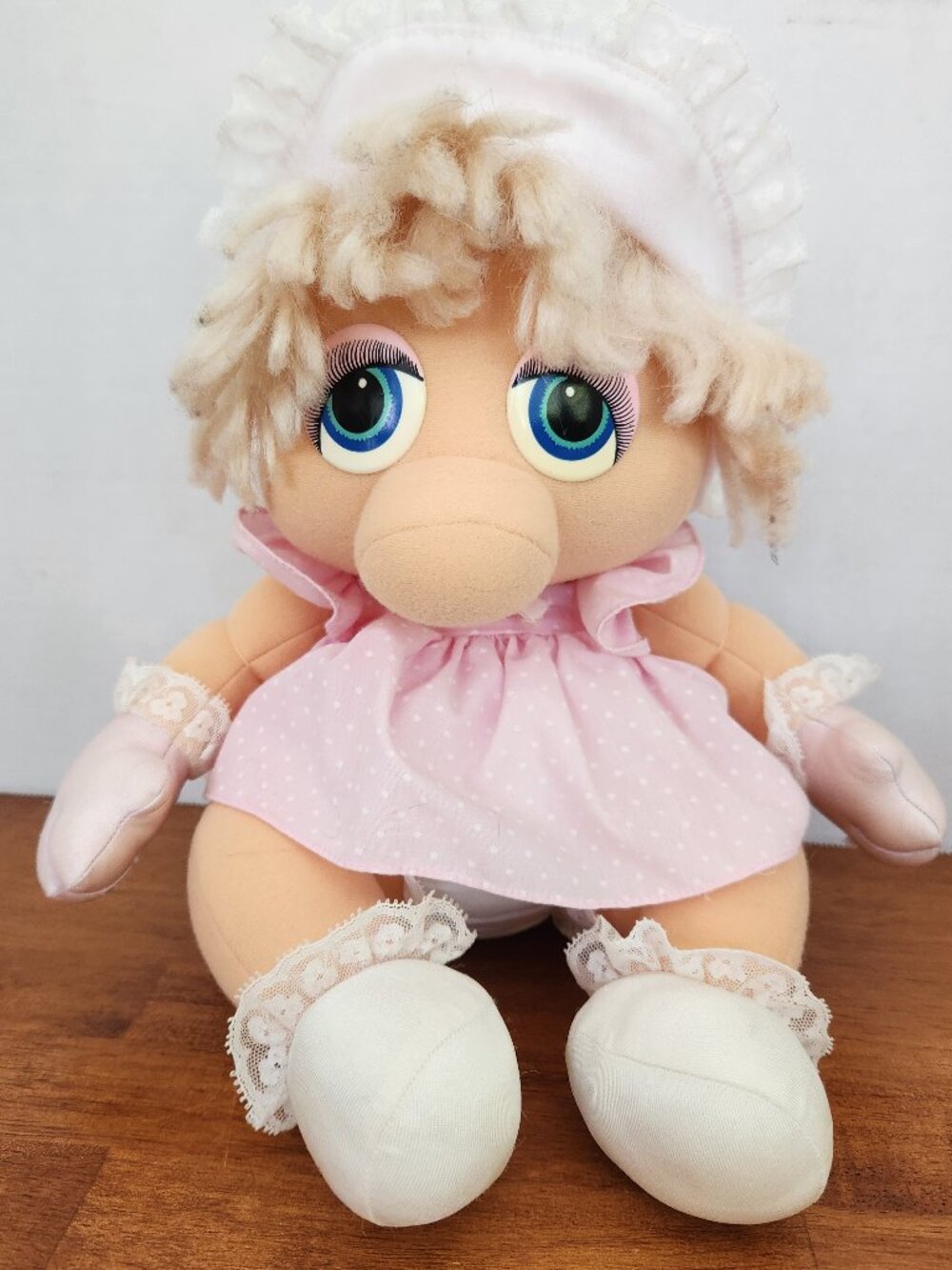 1985 Hasbro Softies BABY MISS PIGGY Plush Doll 11"  Henson Muppet Babies Vtg T7
